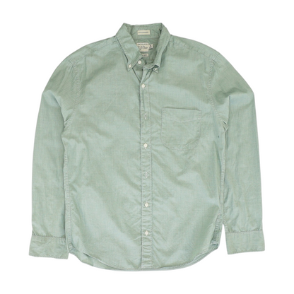Green Solid Long Sleeve Button Down
