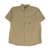 Brown Solid Short Sleeve Button Down