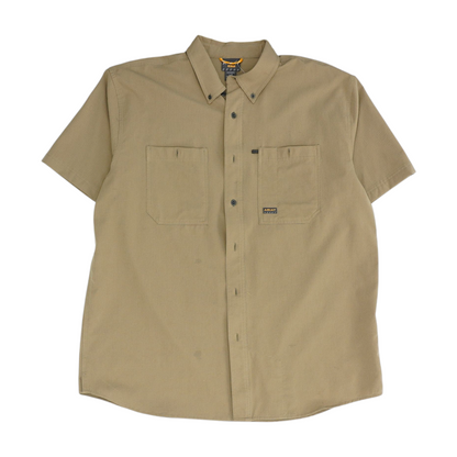 Brown Solid Short Sleeve Button Down