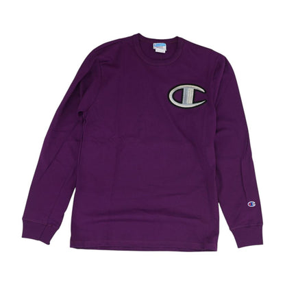 Purple Embroidery Detail Crewneck T-Shirt
