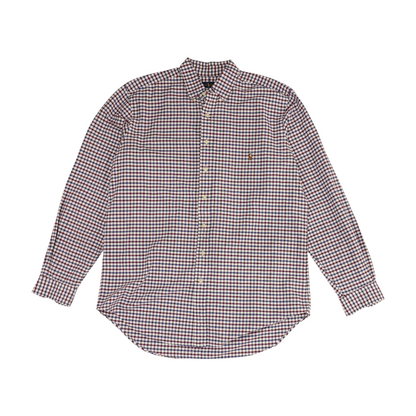 White Tall Check Long Sleeve Button Down