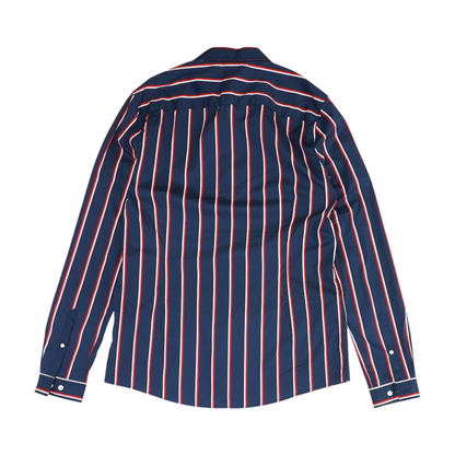 Navy Striped Long Sleeve Button Down