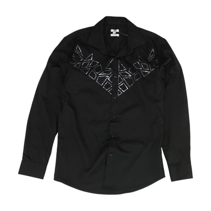Black Solid Long Sleeve Button Down