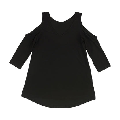 Black Solid Short Sleeve Blouse