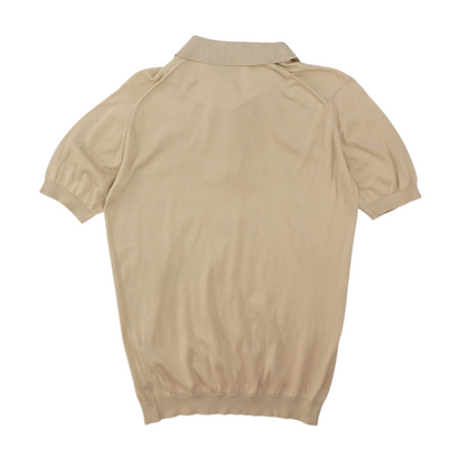 Beige Solid Short Sleeve Polo