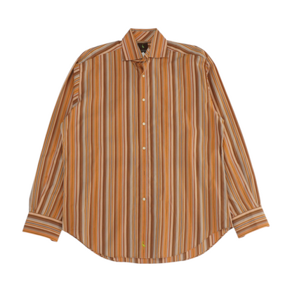 Orange Striped Long Sleeve Button Down
