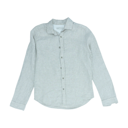 Gray Solid Long Sleeve Button Down