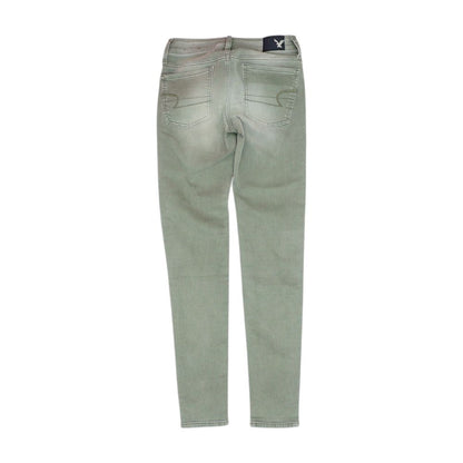 Green Solid Low Rise Skinny Leg Jeans