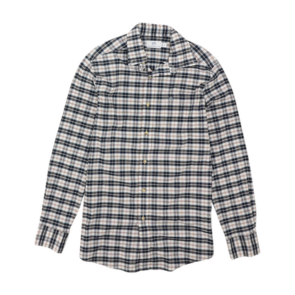 Navy Plaid Long Sleeve Button Down