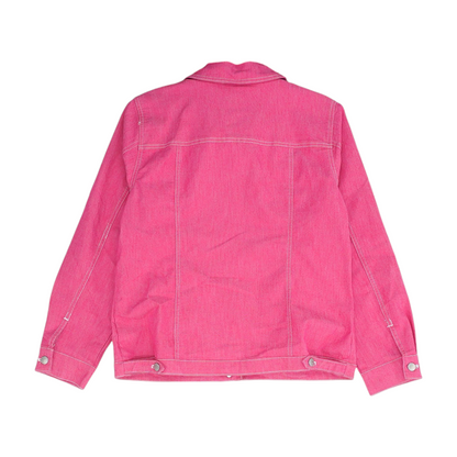 Pink Solid Denim Jacket