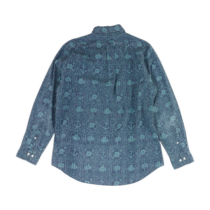 Blue Print Long Sleeve Button Down