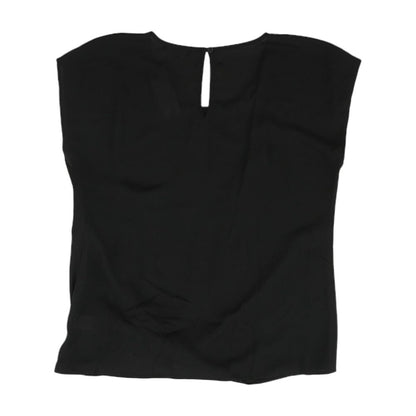 Black Solid Short Sleeve Blouse
