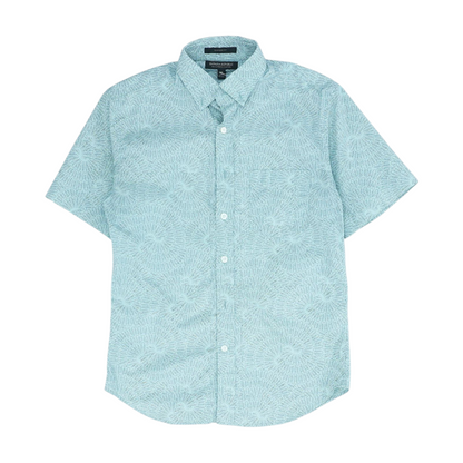 Green Print Short Sleeve Button Down