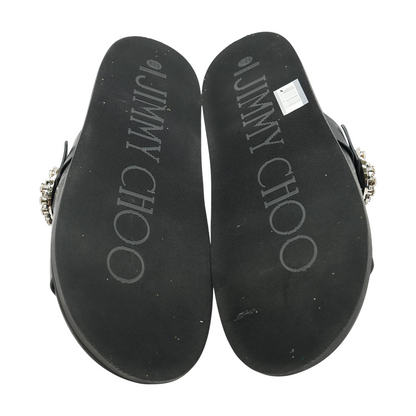 Black Marga Leather Slides
