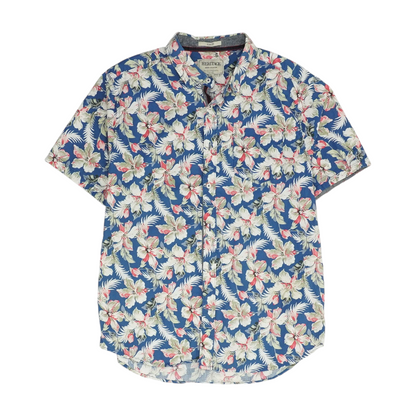 Blue Tropical Short Sleeve Button Down