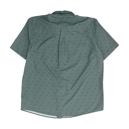Green Print Short Sleeve Button Down