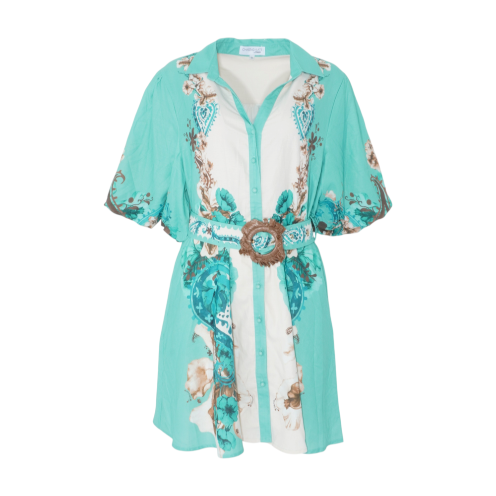 Chasing Kate Green Plus Floral Mini Dress – Image 1