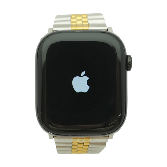 46mm Series 9 Jet Black Smartwatch Silver Band Small