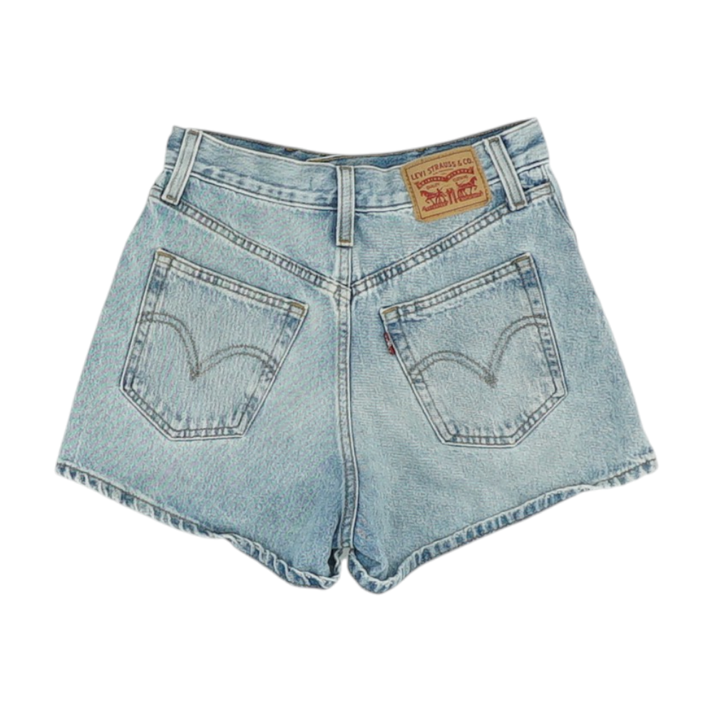 Blue Solid Denim Shorts
