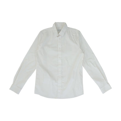 White Solid Long Sleeve Button Down