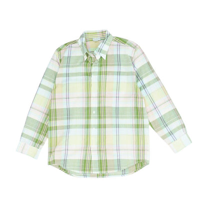 Green Plaid Long Sleeve Button Down