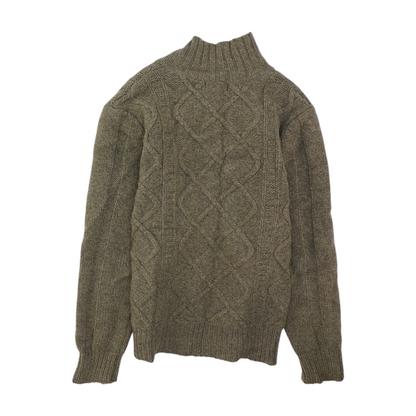 Brown Solid 1/4 Zip Sweater