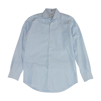 White Long Check Long Sleeve Button Down