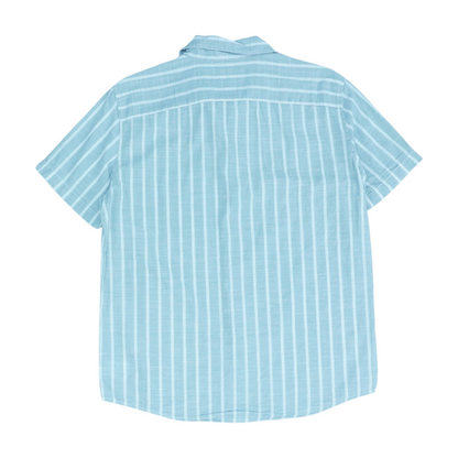 Green Striped Short Sleeve Button Down