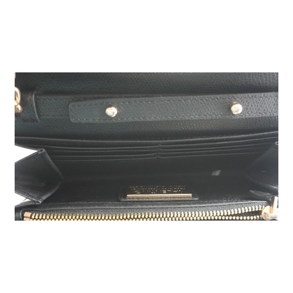 Nicola Leather Crossbody Wallet on Chain in Black