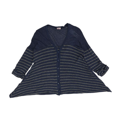 Blue Striped Cardigan Sweater