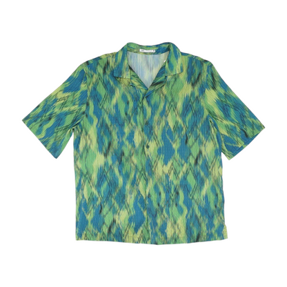 Green Print Short Sleeve Button Down