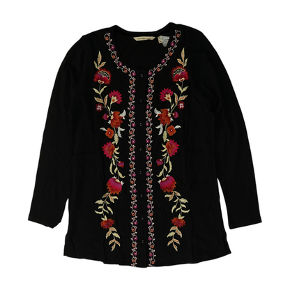 Black Floral Button Down