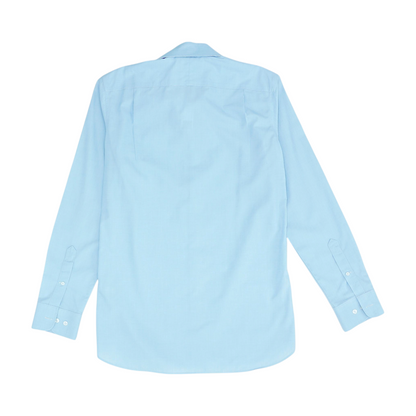 Blue Solid Long Sleeve Button Down