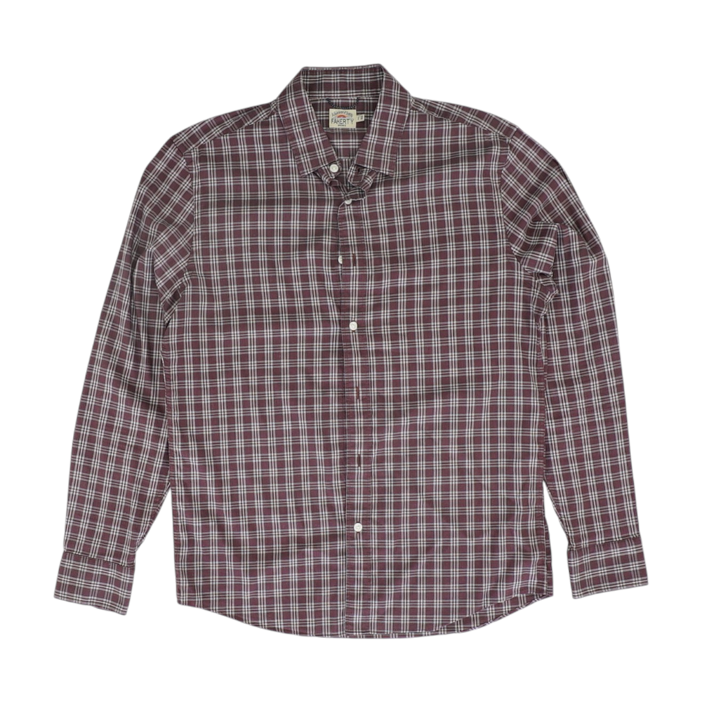 Burgundy Check Long Sleeve Button Down