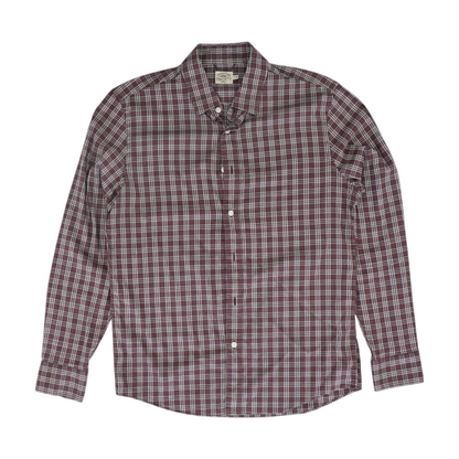 Burgundy Check Long Sleeve Button Down