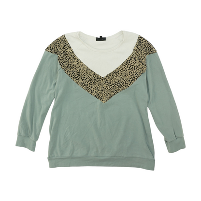 Green Color Block Sweatshirt Pullover