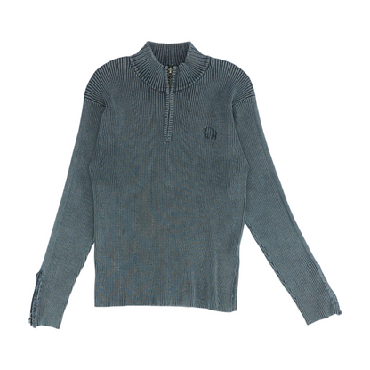 Green Solid 1/4 Zip Sweater