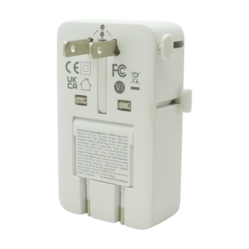Nano 5-in-1 20W Travel Charging Adapter