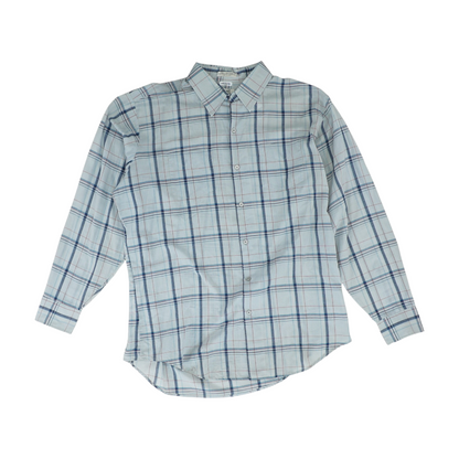 Vintage Gray Plaid Long Sleeve Button Down