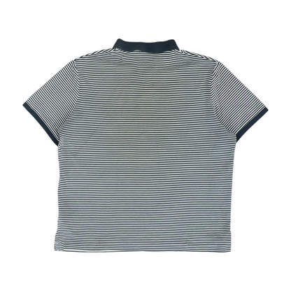 Navy Striped Short Sleeve Polo