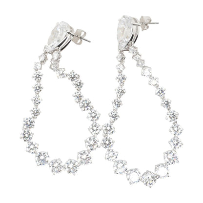Silver Tone Crystal Drop Earrings