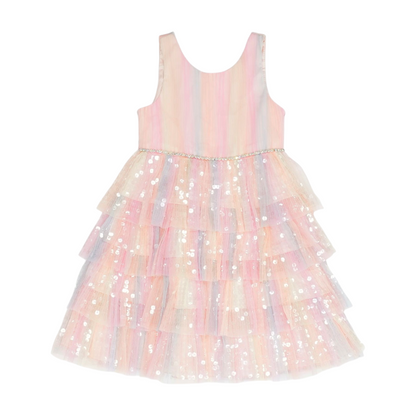 Pink Striped Formal Dress