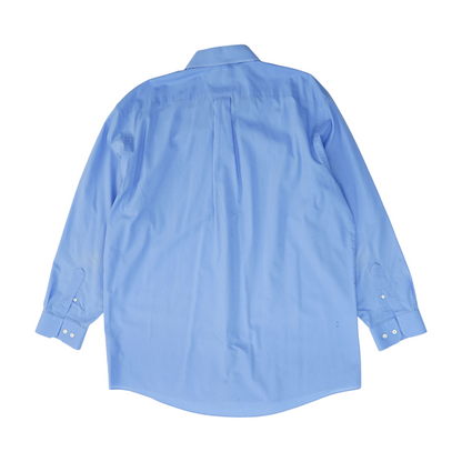 Blue Solid Long Sleeve Button Down