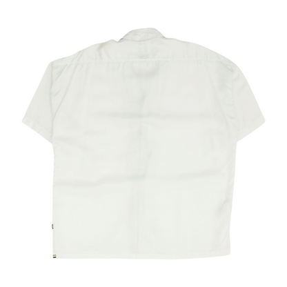 White Solid Short Sleeve Button Down