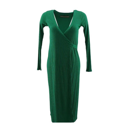 Green Solid Midi Dress