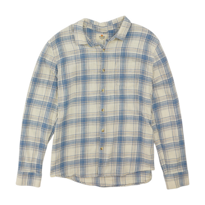 Beige Plaid Flannel Button Down