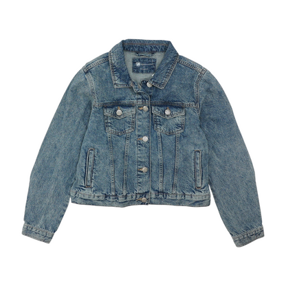 Blue Solid Denim Jacket