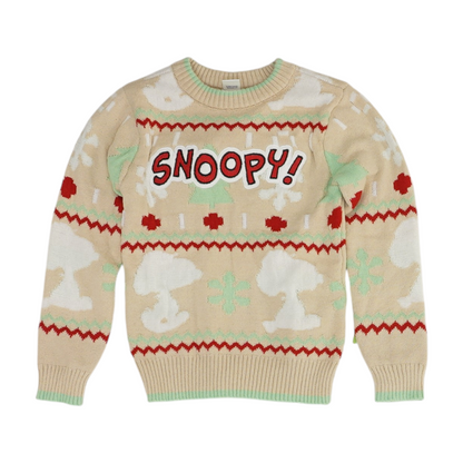 Beige Print Pullover Sweater
