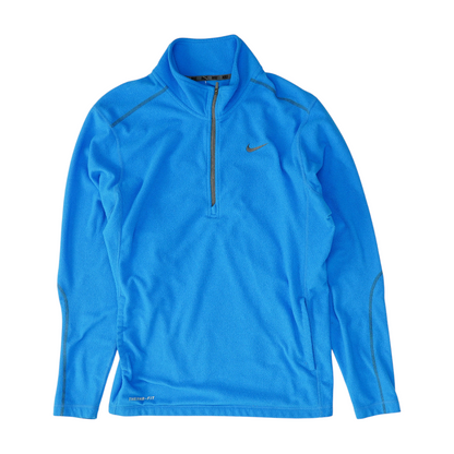 Blue Solid 1/4 Zip Pullover