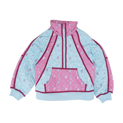 Blue Floral 1/4 Zip Pullover